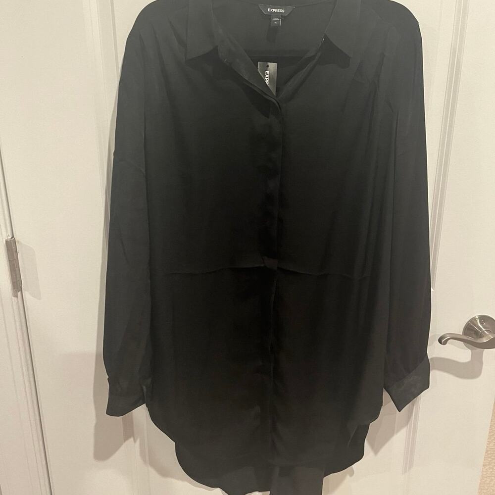 Blouse Express size xl long sleeve black tunic NWT